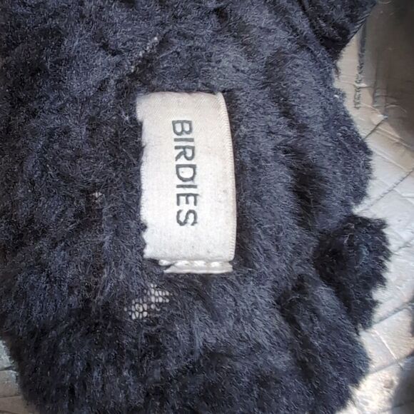 Birdies Phoebe Black Velvet Faux Fur Lined Mule Slippers Sz 6.5 - Picture 7 of 10